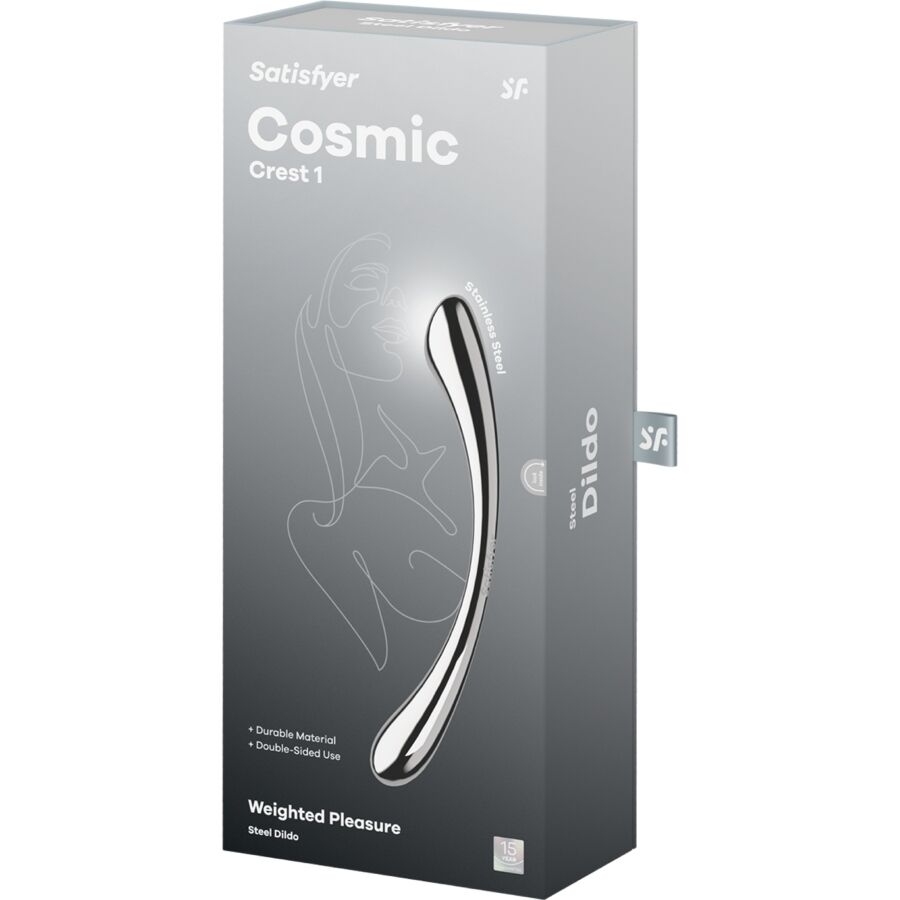Satisfyer Cosmic Crest 1 Stainless Steel Double-Ended Dildo — Silver Metal