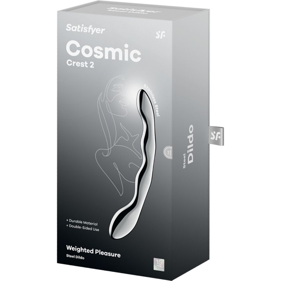Satisfyer Cosmic Crest 2 Stainless Steel Double-Ended Dildo — Silver Metal
