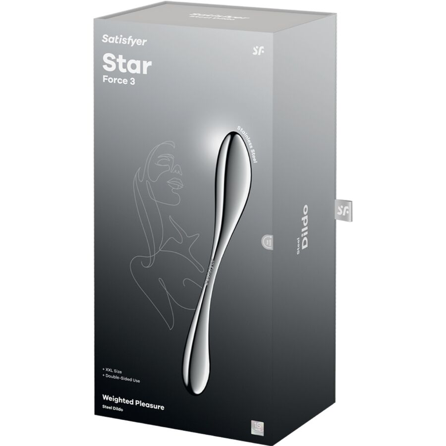 Satisfyer Star Force 3 Stainless Steel Double-Ended Dildo — Silver Metal
