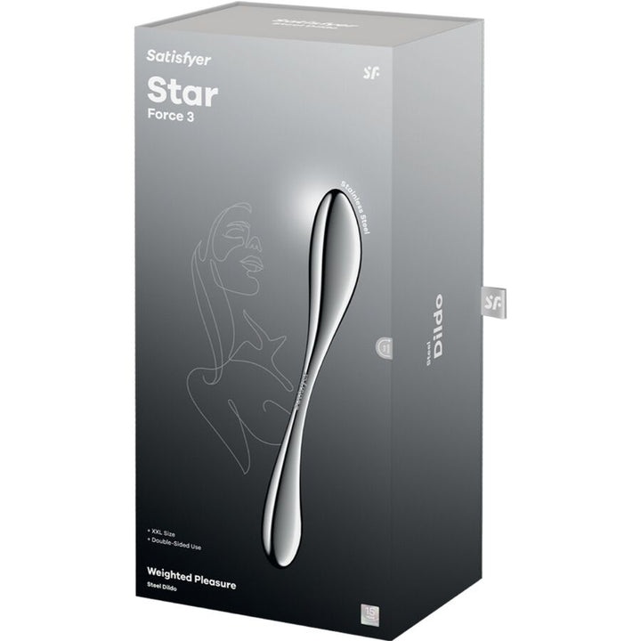 Satisfyer Star Force 3 Stainless Steel Double-Ended Dildo — Silver Metal