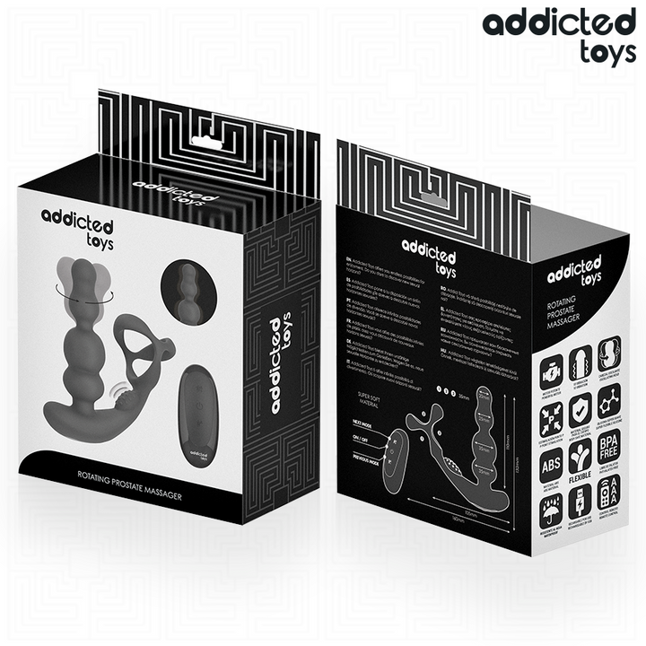 Addicted Toys Rotating Prostate Massager Remote Control — Black · Silicone