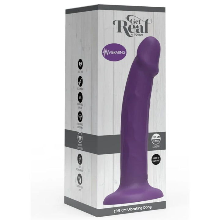 Get Real - Realistic Silicone Vibrating Dildo Purple 19.5 CM — Purple Silicone