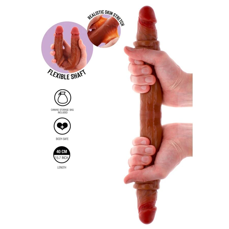 Get Real - Double-Ended Silicone Dildo Caramel 40 CM — Skin Silicone