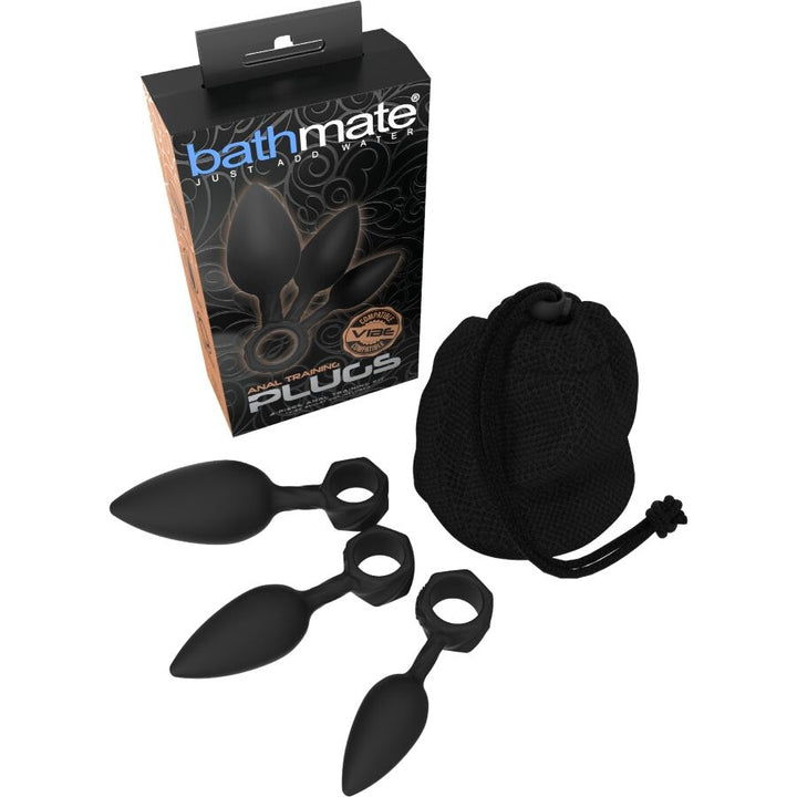 Bathmate Training Kit 3 Anal Plugs — Black, silicone