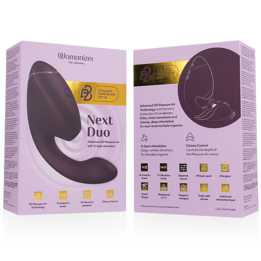 WOMANIZER - DUO NEXT DUAL CLITORAL &amp; G-SPOT STIMULATOR DARK PURPLE
