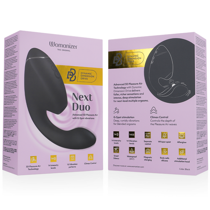 WOMANIZER - DUO NEXT DUAL CLITORAL &amp; G-SPOT STIMULATOR BLACK