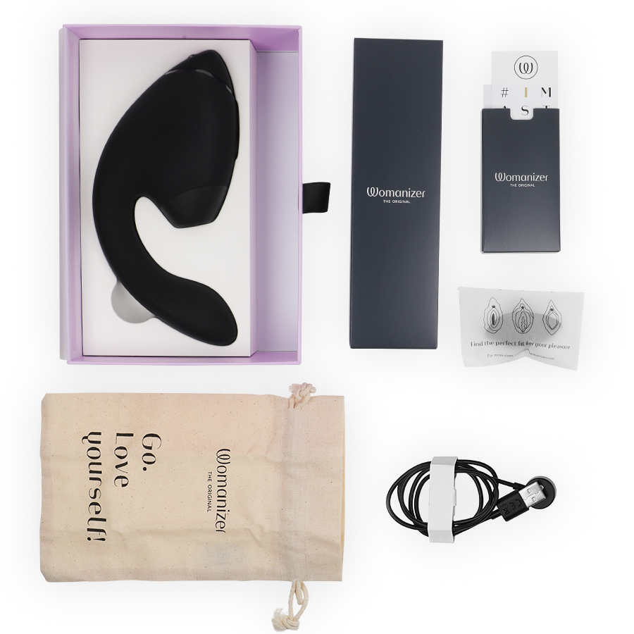 WOMANIZER - DUO NEXT DUAL CLITORAL &amp; G-SPOT STIMULATOR BLACK