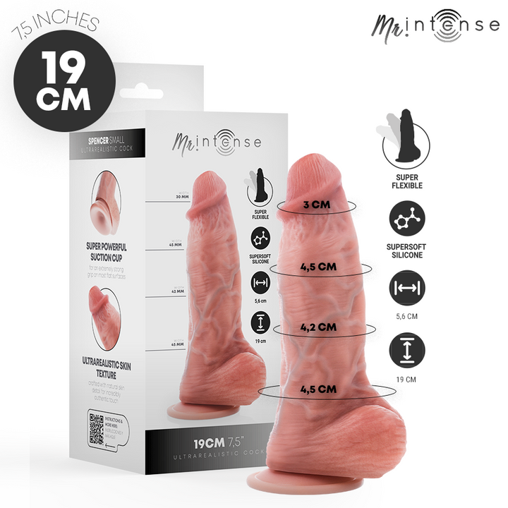 Mr Intense Small Spencer Silicone Dildo 19 CM -Ø- 4.5 CM — Skin
