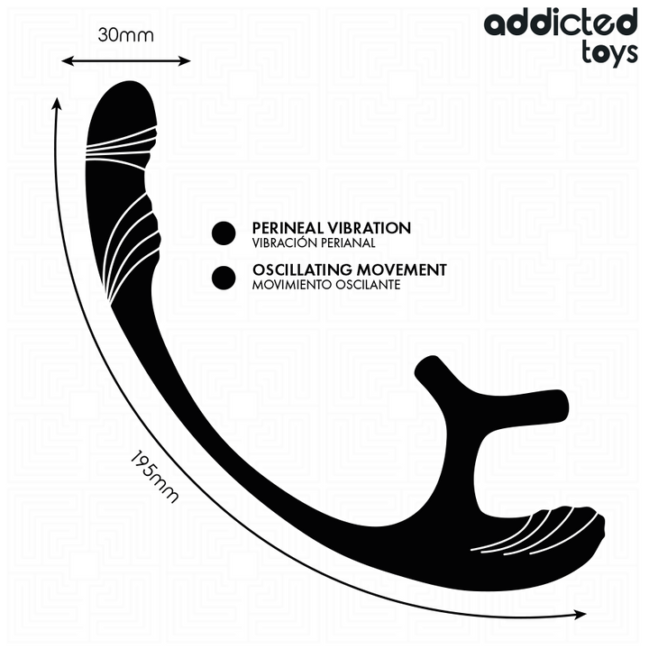 Addicted Toys Anal Plug With Vibration And 360 Waving And Testicle Stimulator — Black · Silicone