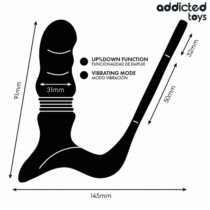 Addicted Toys UP&amp;DOWN Prostatic Ring — Black · Silicone
