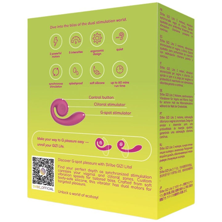 SNAIL VIBE - GIZI LITE DUAL G-SPOT &amp; CLITORAL PINK VIBRATOR