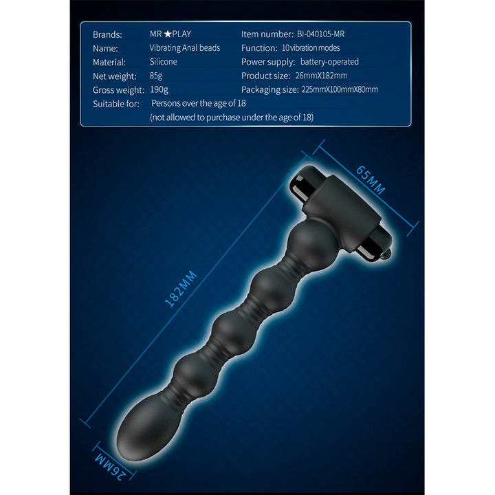 Mr Play Vibrating Anal Plug Massager — black silicone