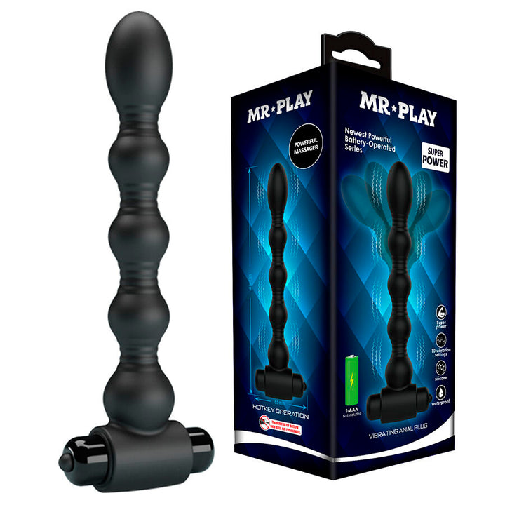 Mr Play Vibrating Anal Plug Massager — black silicone
