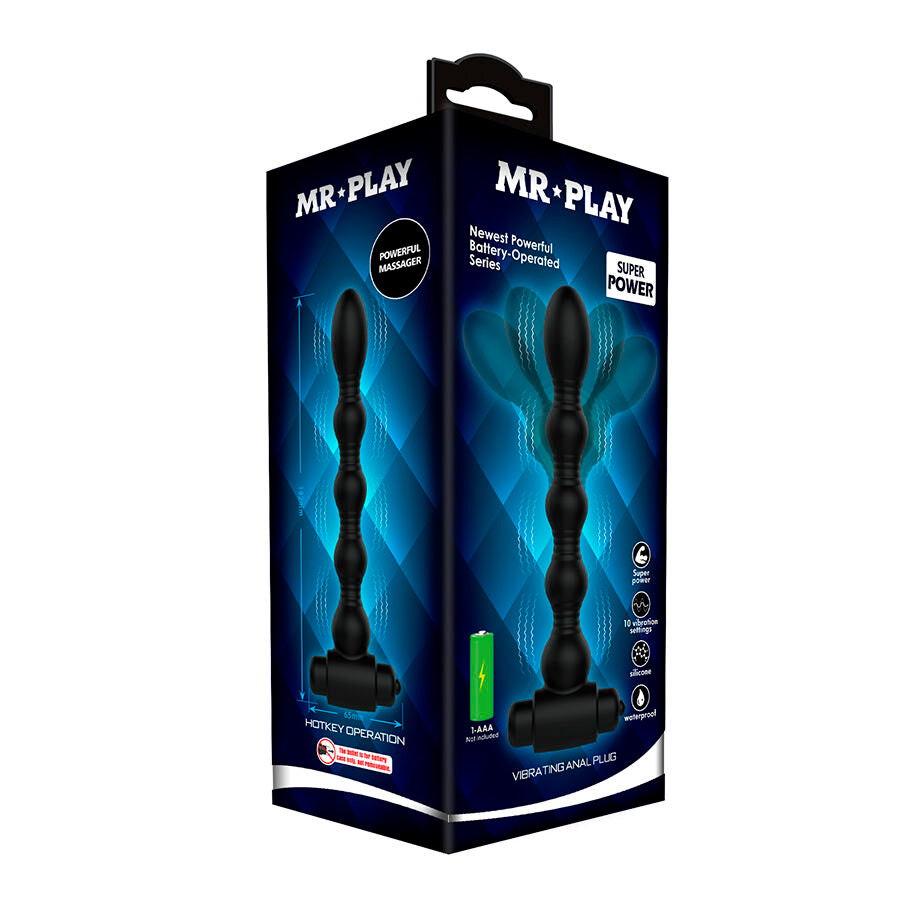 Mr Play Vibrating Anal Plug Massager — black silicone
