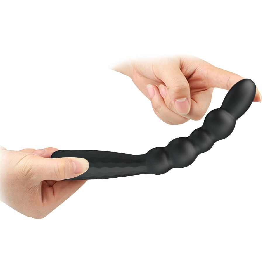 Mr Play Flexible Vibrating Anal Plug — black silicone