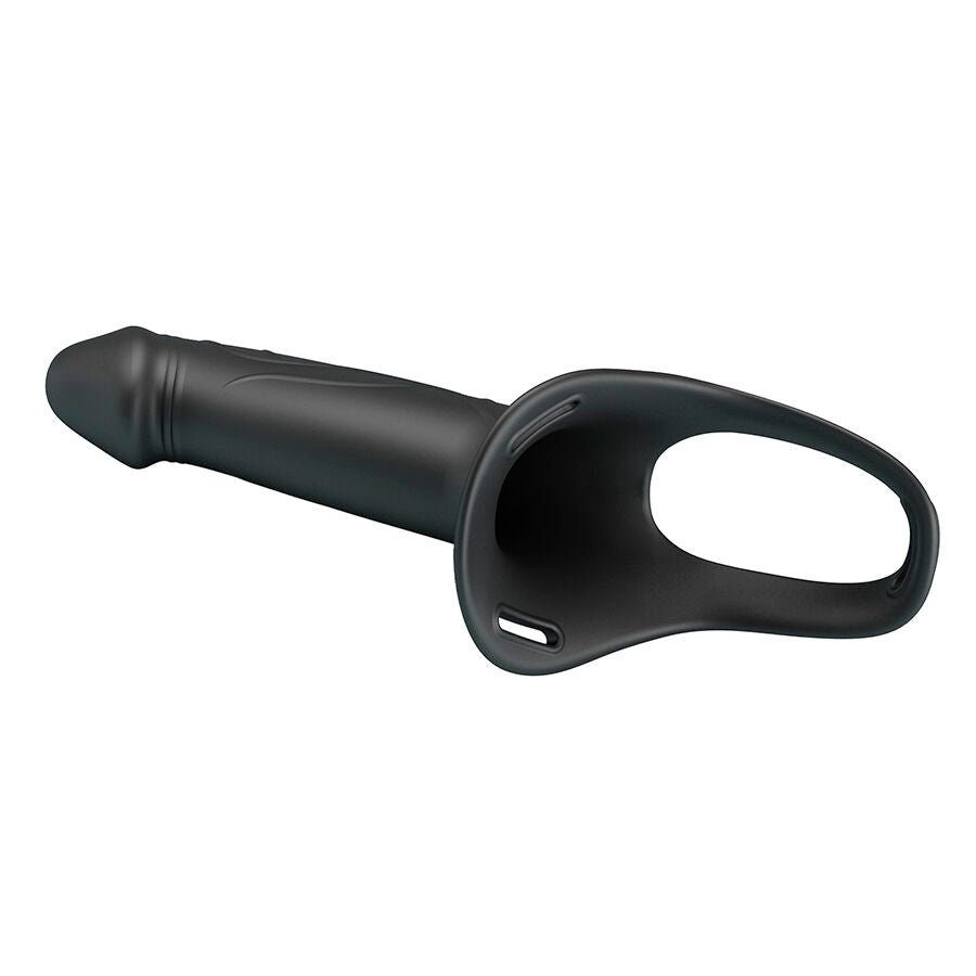 Pretty Love Landon - Black Vibrating Strap-On