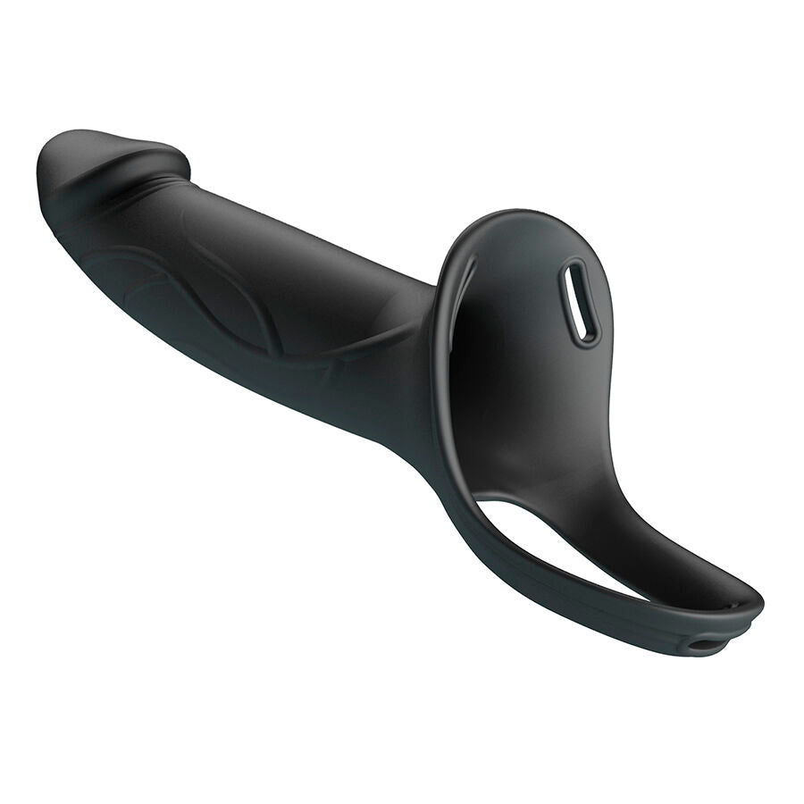 Pretty Love Landon - Black Vibrating Strap-On