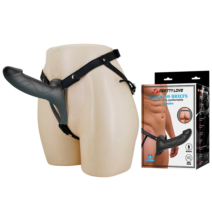 Pretty Love Landon - Black Vibrating Strap-On