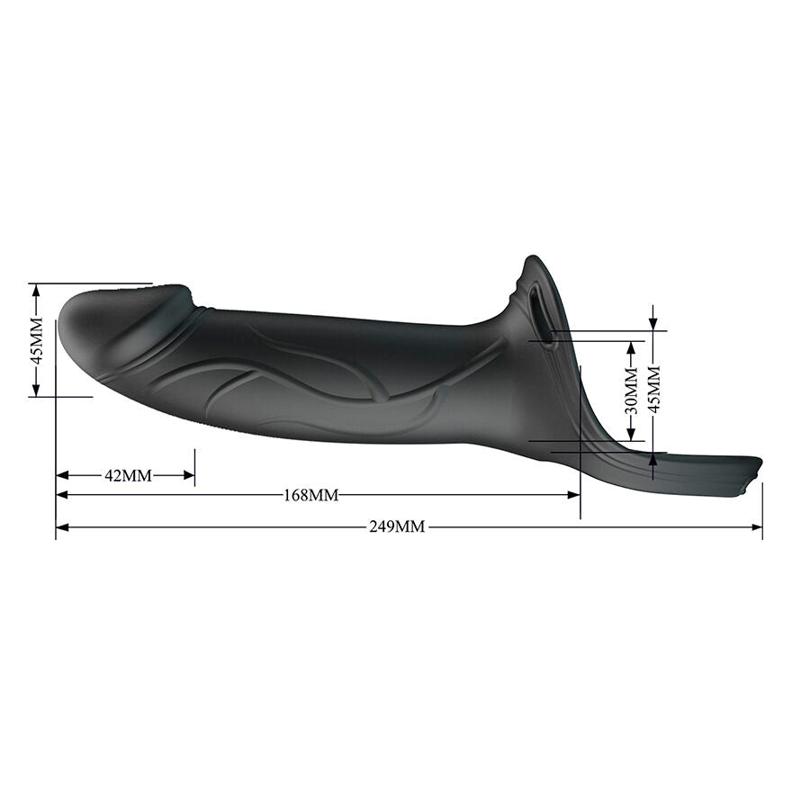 Pretty Love Landon - Black Vibrating Strap-On