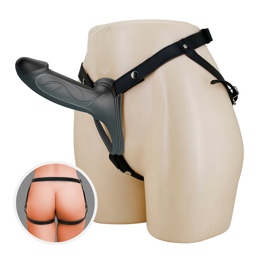 Pretty Love Landon - Black Vibrating Strap-On