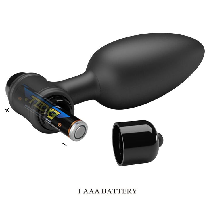 Mr Play Super Power Anal Plug With Vibration — black silicone