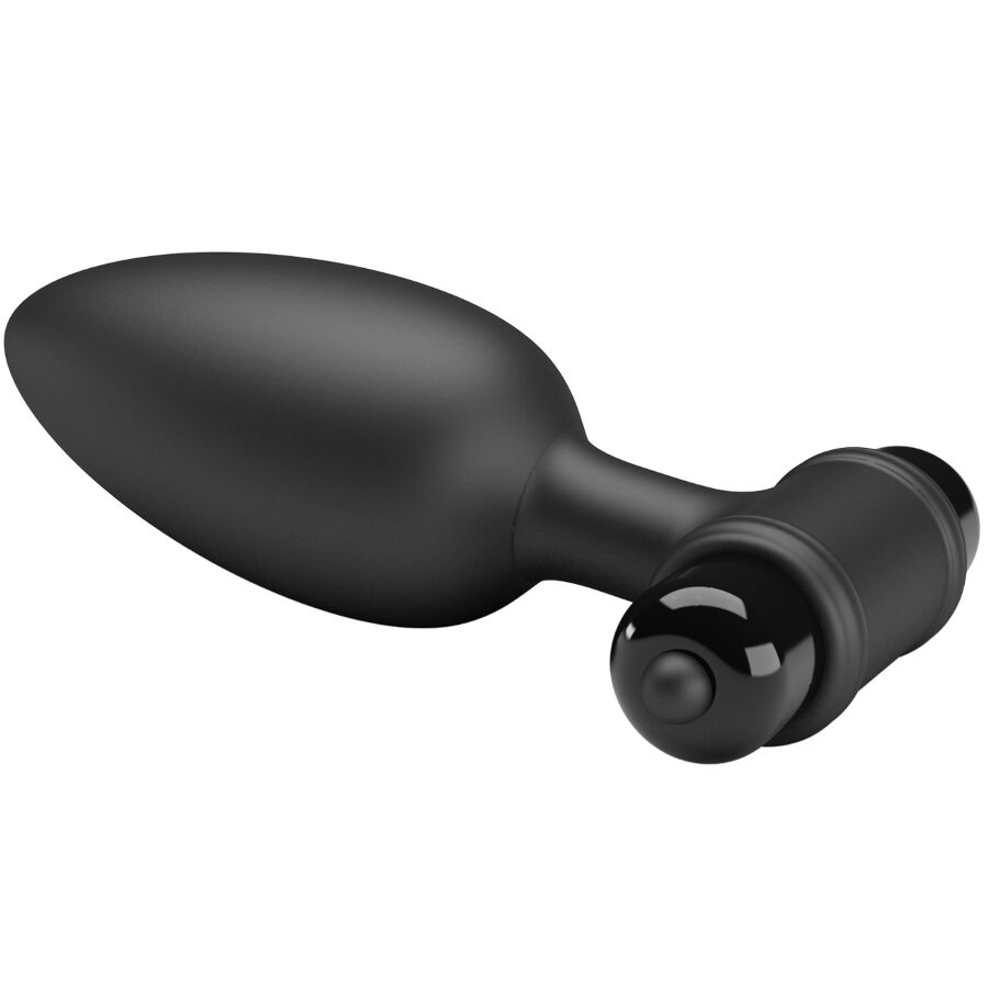 Mr Play Super Power Anal Plug With Vibration — black silicone