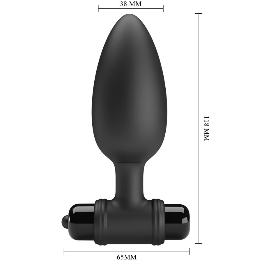 Mr Play Super Power Anal Plug With Vibration — black silicone