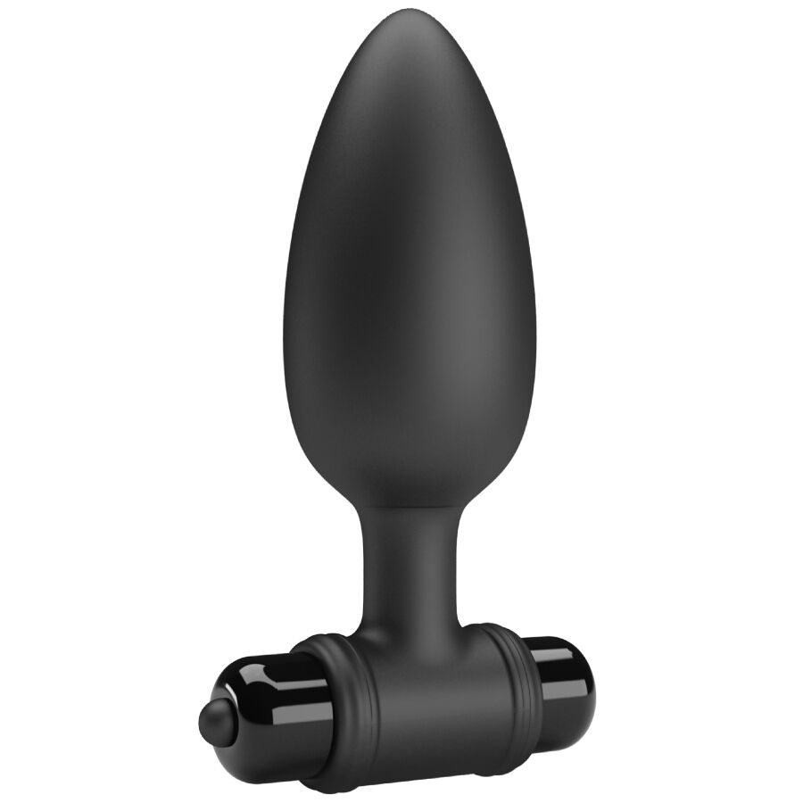 Mr Play Super Power Anal Plug With Vibration — black silicone