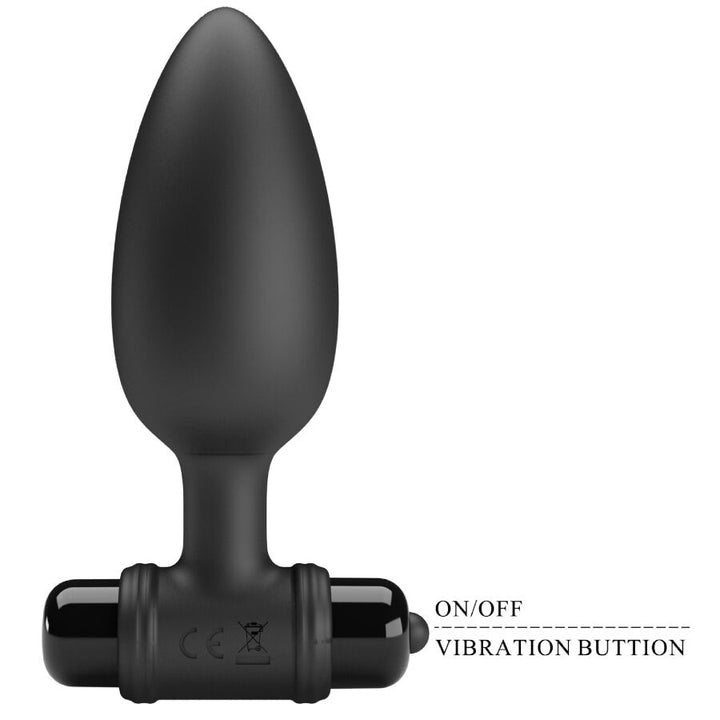 Mr Play Super Power Anal Plug With Vibration — black silicone