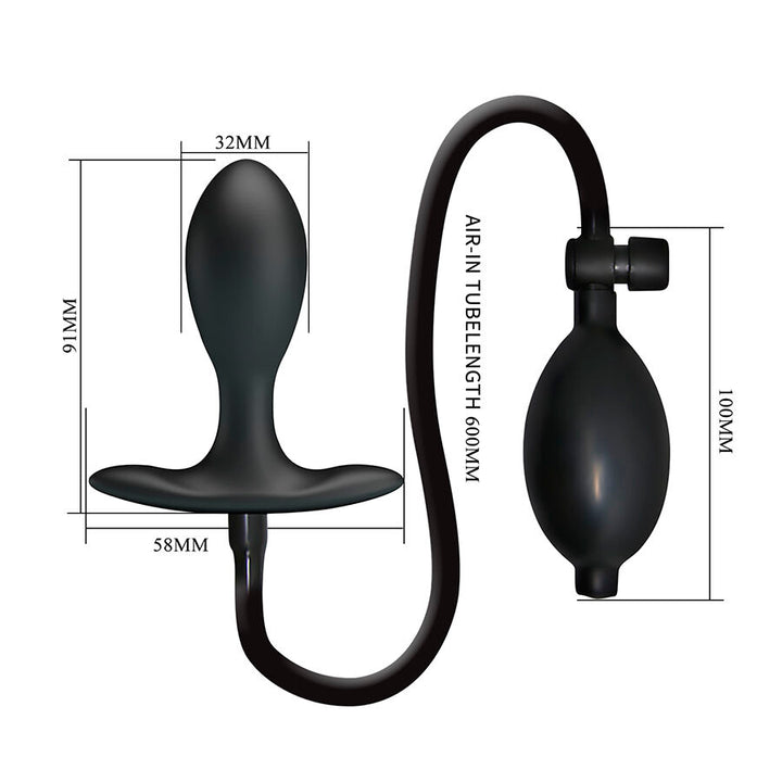 Mr Play Adjustable Inflatable - Anal Plug — Black