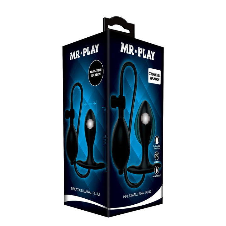 Mr Play Adjustable Inflatable - Anal Plug — Black