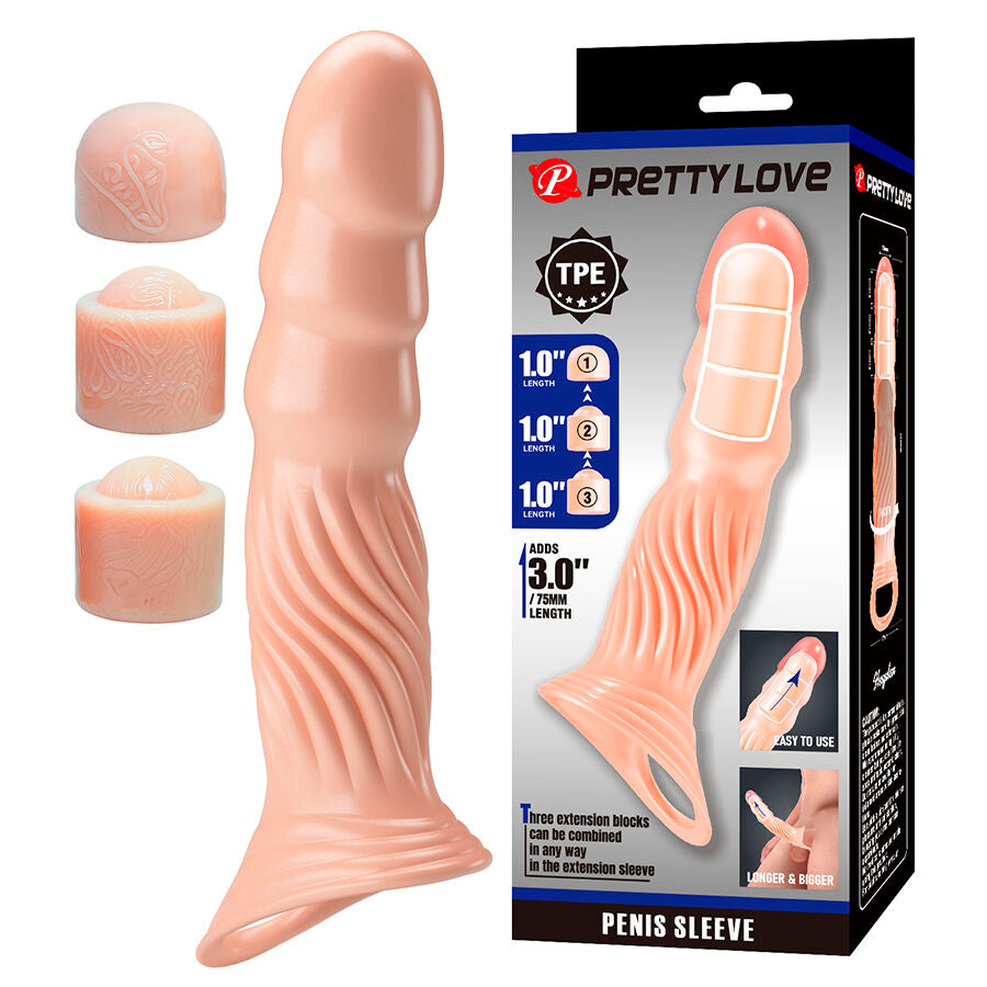 Pretty Love texturierte Penis-Hülle mit Verlängerungen