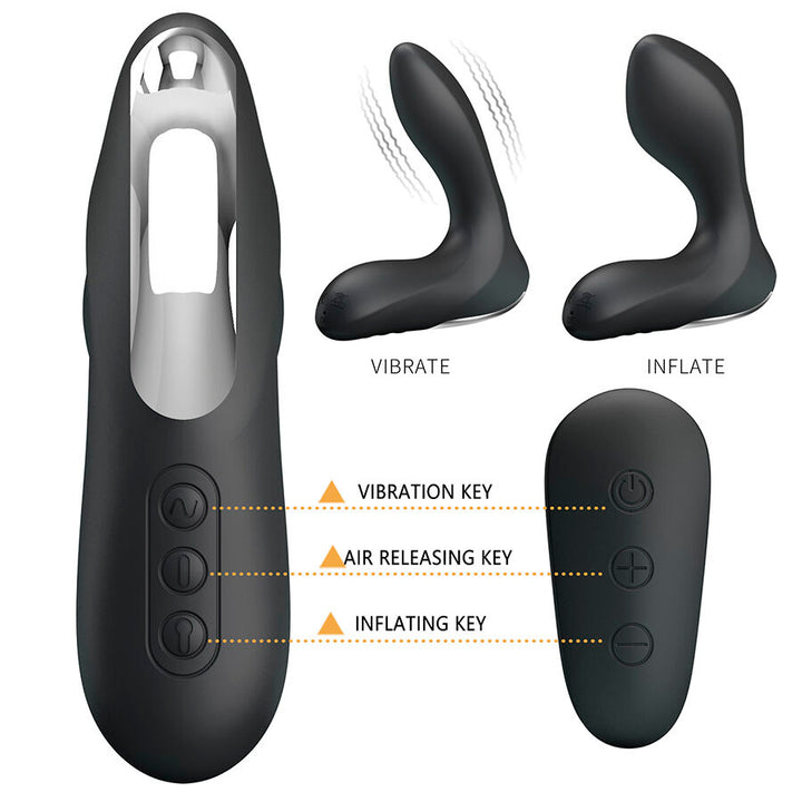Mr Play Prostate Massager With Vibration Remote Control — black silicone