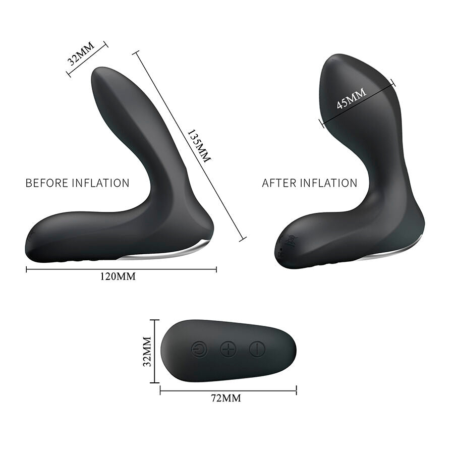 Mr Play Prostate Massager With Vibration Remote Control — black silicone