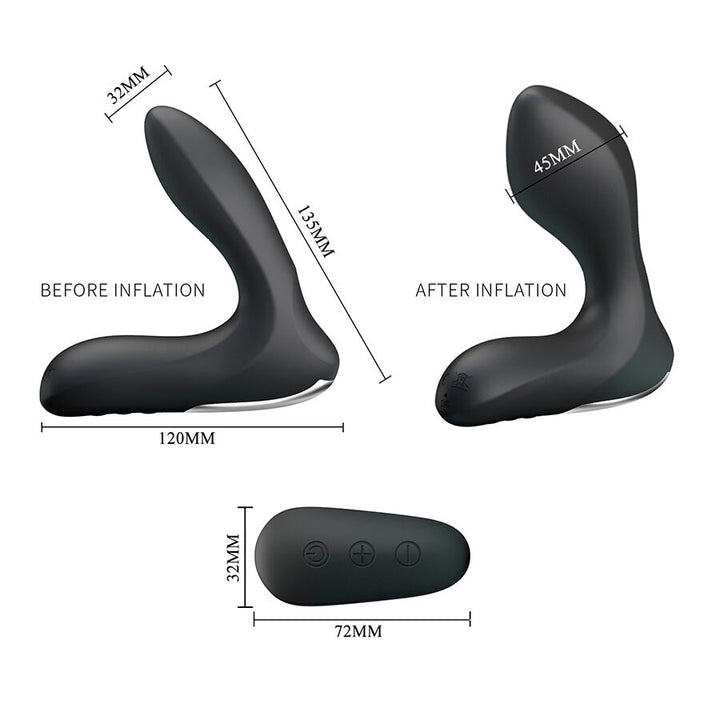 Mr Play Prostate Massager With Vibration Remote Control — black silicone