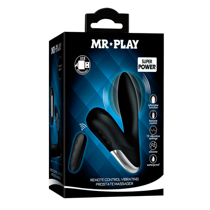 Mr Play Prostate Massager With Vibration Remote Control — black silicone