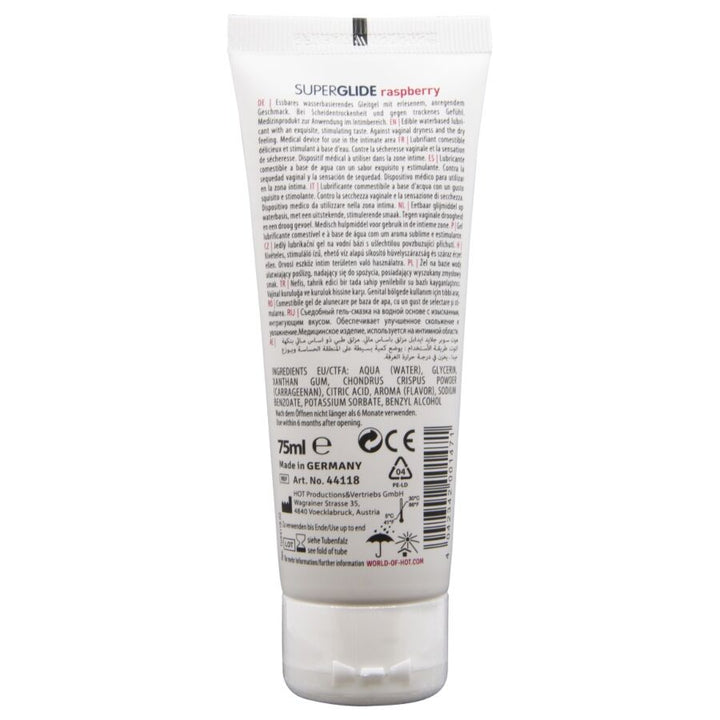 HOT - SUPERGLIDE EDIBLE LUBRICANT WATERBASED RASPBERRY 75 ML