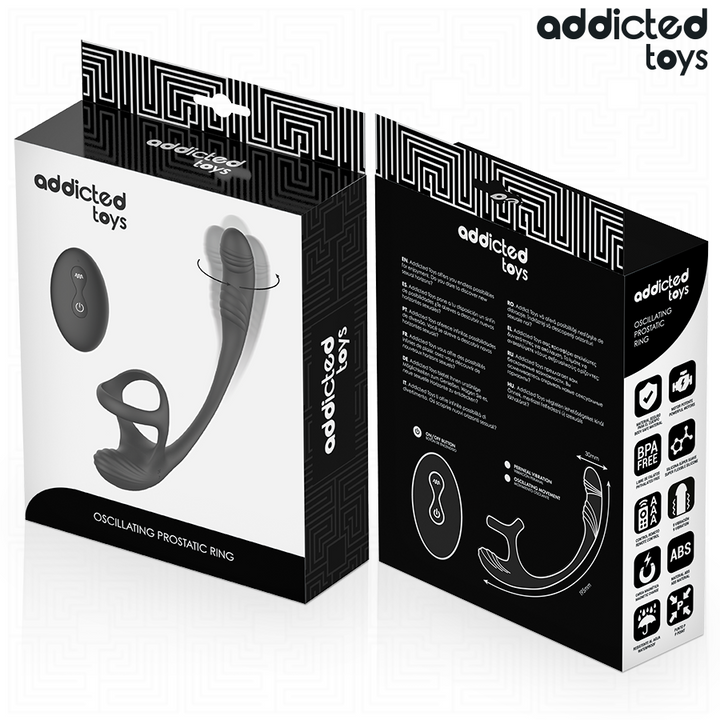 Addicted Toys Anal Plug With Vibration And 360 Waving And Testicle Stimulator — Black · Silicone