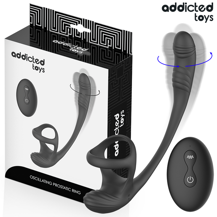 Addicted Toys Anal Plug With Vibration And 360 Waving And Testicle Stimulator — Black · Silicone