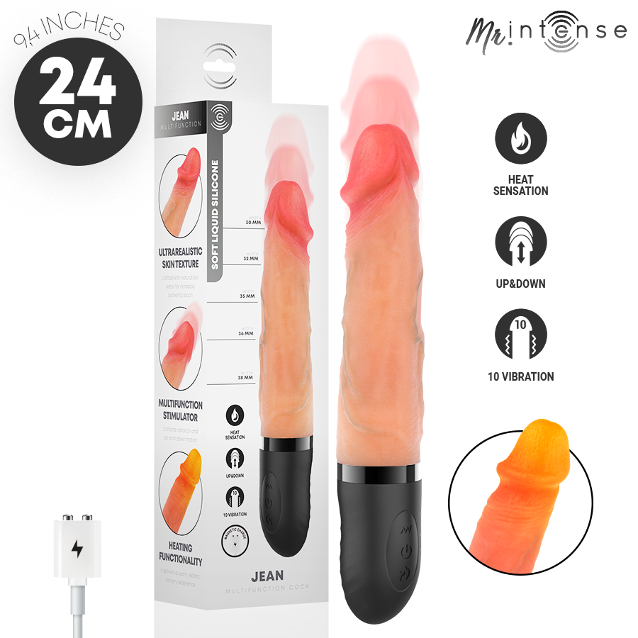 MR INTENSE - JEAN UP&amp;DOWN VIBRATOR SILICONE WITH HEAT EFFECT 24 CM -Ø- 3.8 CM