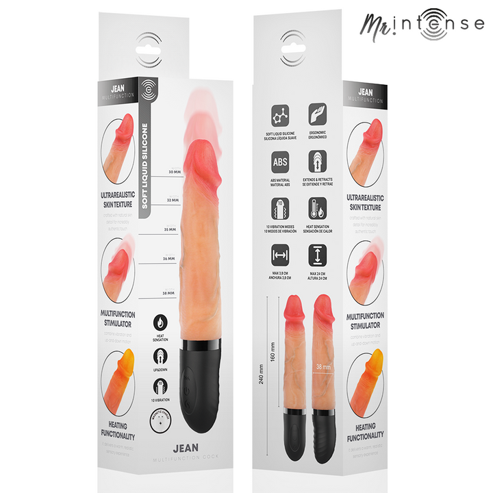 MR INTENSE - JEAN UP&amp;DOWN VIBRATOR SILICONE WITH HEAT EFFECT 24 CM -Ø- 3.8 CM