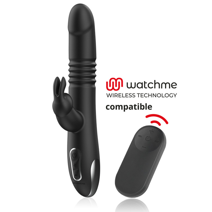 BLACK&amp;SILVER - KENJI UP &amp; DOWN RABBIT VIBRATOR + WATCHME REMOTE CONTROL