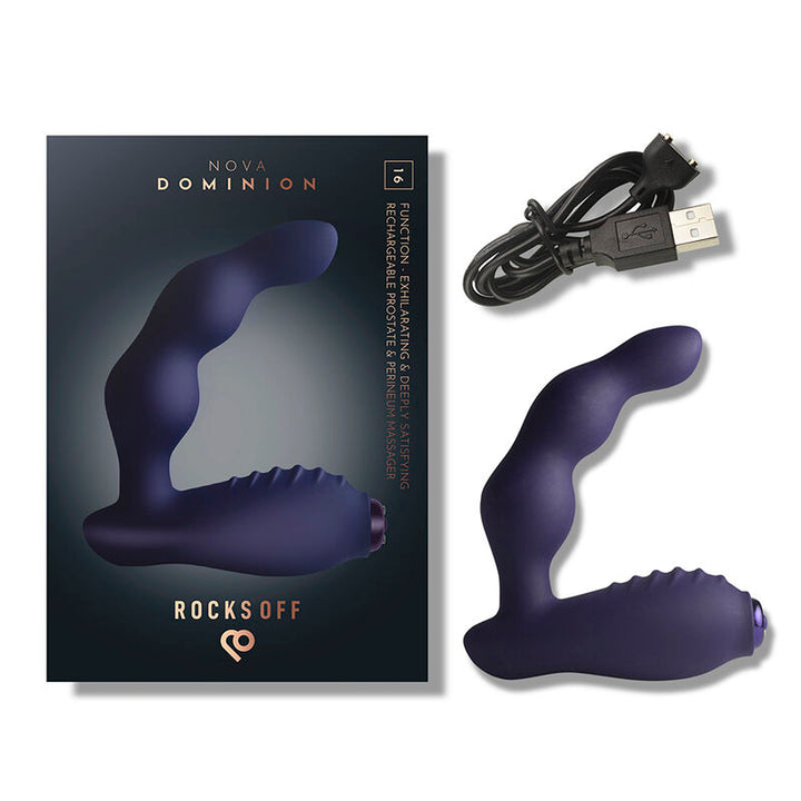 ROCKS-OFF - NOVA DOMINION RECHARGEABLE PROSTATE &amp; PERINEUM MASSAGER 16 FUNCTION BLUE