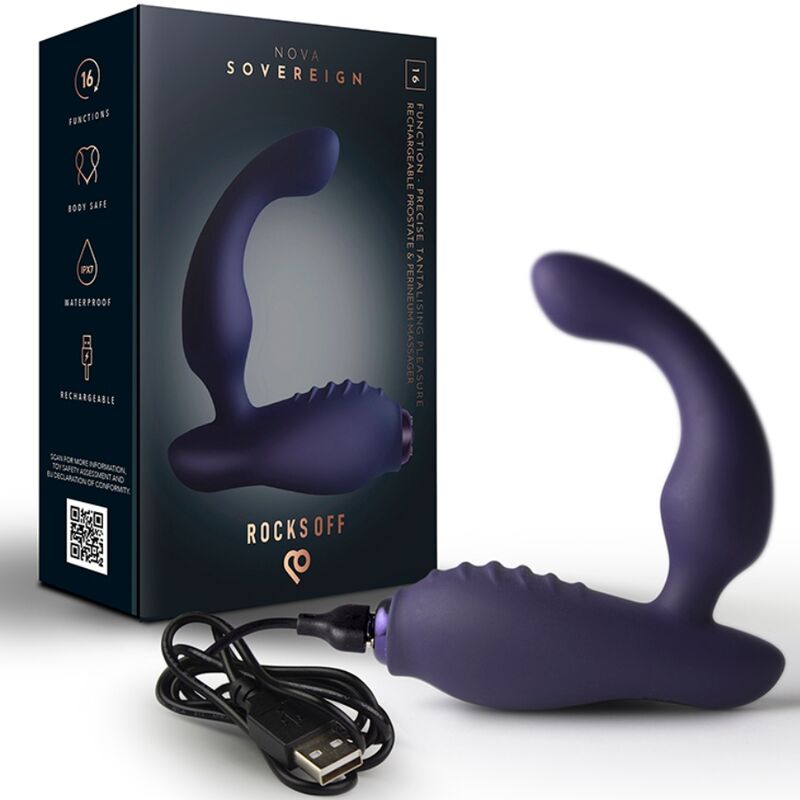ROCKS-OFF - NOVA SOVEREIGN RECHARGEABLE PROSTATE &amp; PERINEUM MASSAGER 16 FUNCTION BLUE