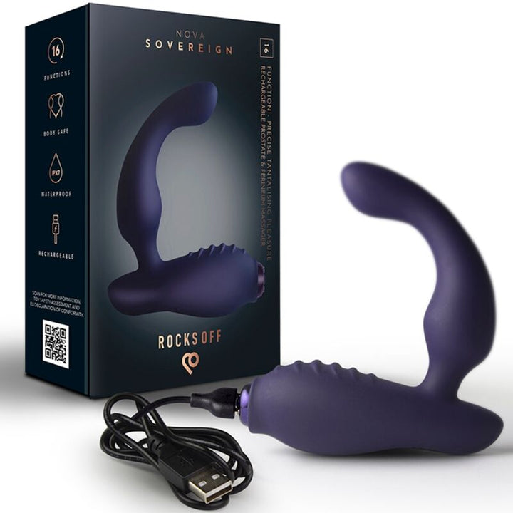 ROCKS-OFF - NOVA SOVEREIGN RECHARGEABLE PROSTATE &amp; PERINEUM MASSAGER 16 FUNCTION BLUE