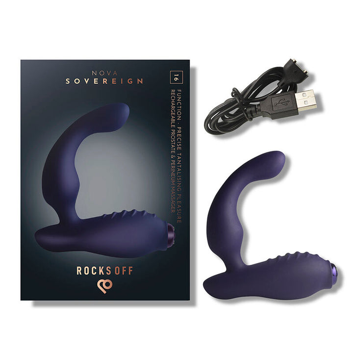 ROCKS-OFF - NOVA SOVEREIGN RECHARGEABLE PROSTATE &amp; PERINEUM MASSAGER 16 FUNCTION BLUE