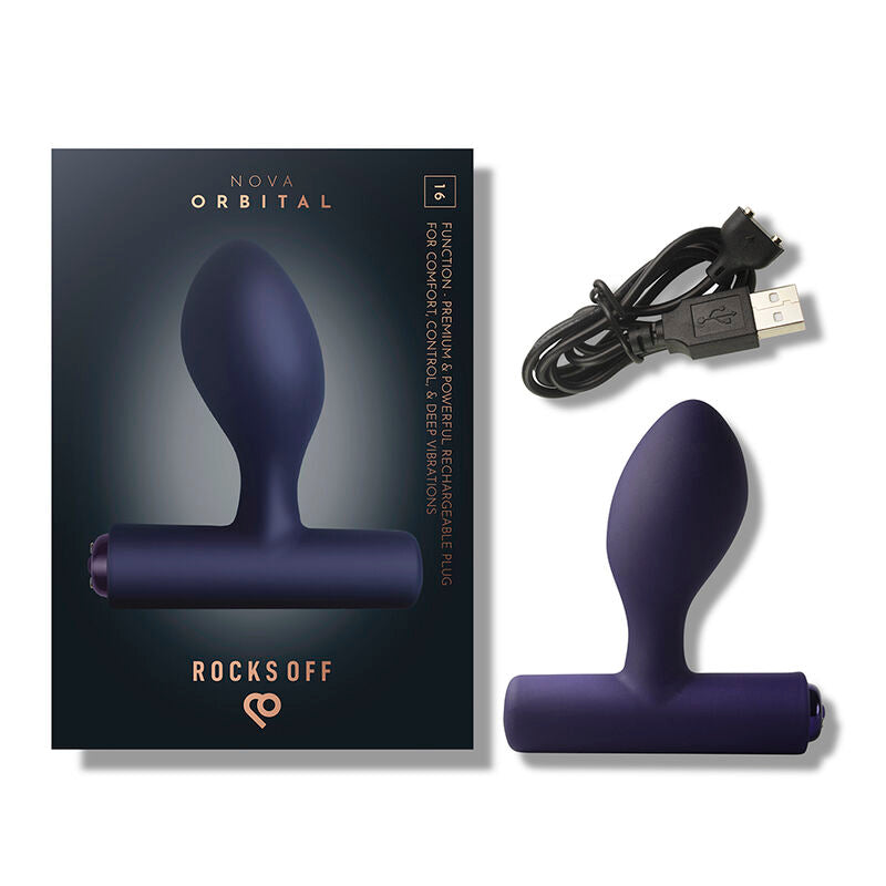 ROCKS-OFF - NOVA ORBITAL RECHARGEABLE PREMIUM &amp; POWERFUL ANAL PLUG 16 FUNCTION BLUE