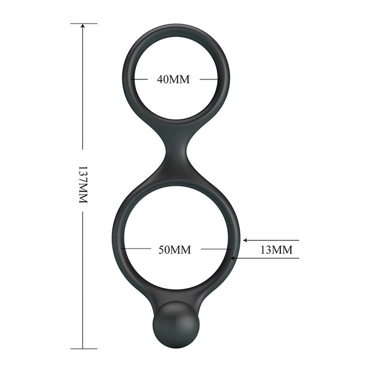 CRAZY BULL - FLORIAN DOUBLE COCK AND BALL RING BLACK