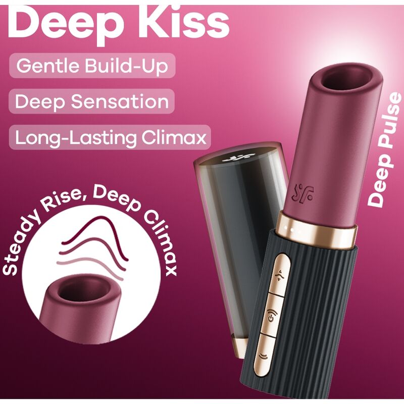 SATISFYER - DEEP KISS WAVE CLITORIS STIMULATOR GARNET / BLACK