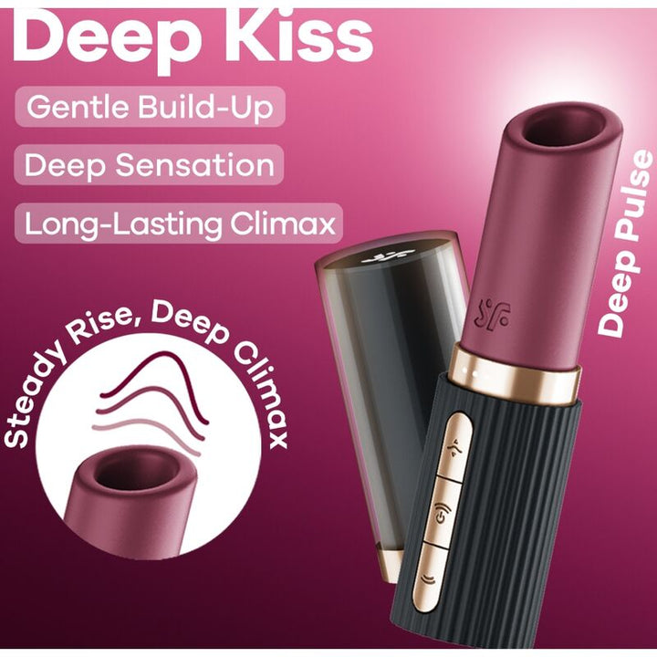 SATISFYER - DEEP KISS WAVE CLITORIS STIMULATOR GARNET / BLACK